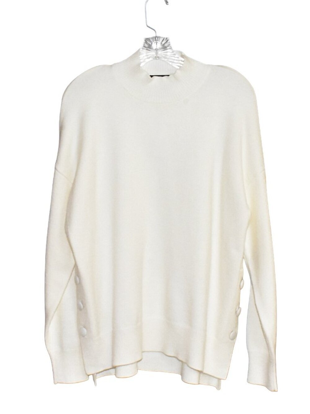 Joan Vass Long Sleeve Mock Neck Viscose Pullover Sweater Top Size XL